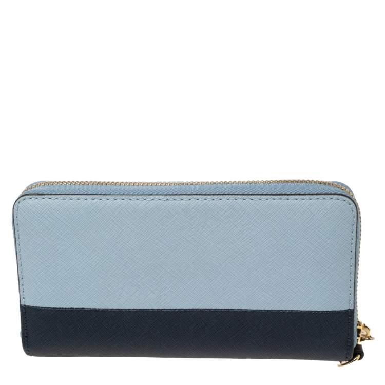 Pre Owned Michael Kors Two-Tone Leather Zip Around Wristlet Wallet
