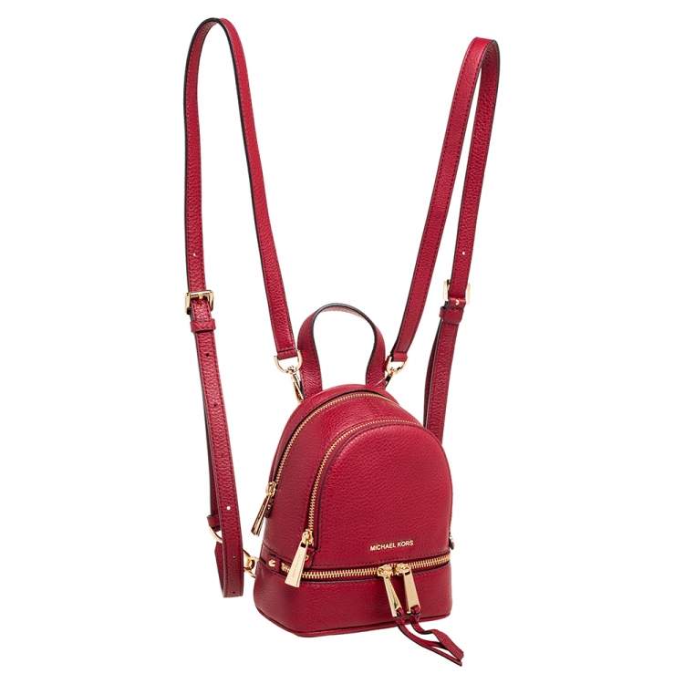 مملوكة مسبقًا Michael Kors Red Grained Leather Mini Rhea Backpack