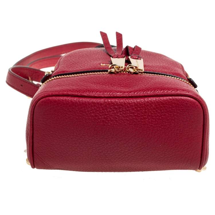 مملوكة مسبقًا Michael Kors Red Grained Leather Mini Rhea Backpack