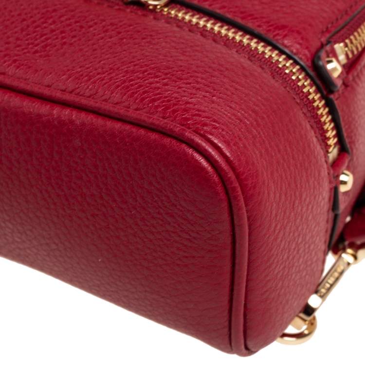 مملوكة مسبقًا Michael Kors Red Grained Leather Mini Rhea Backpack