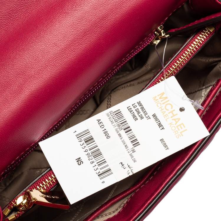 Pre Owned Michael Kors Dark Pink Quilted Leather Large Whitney Shoulder Bag