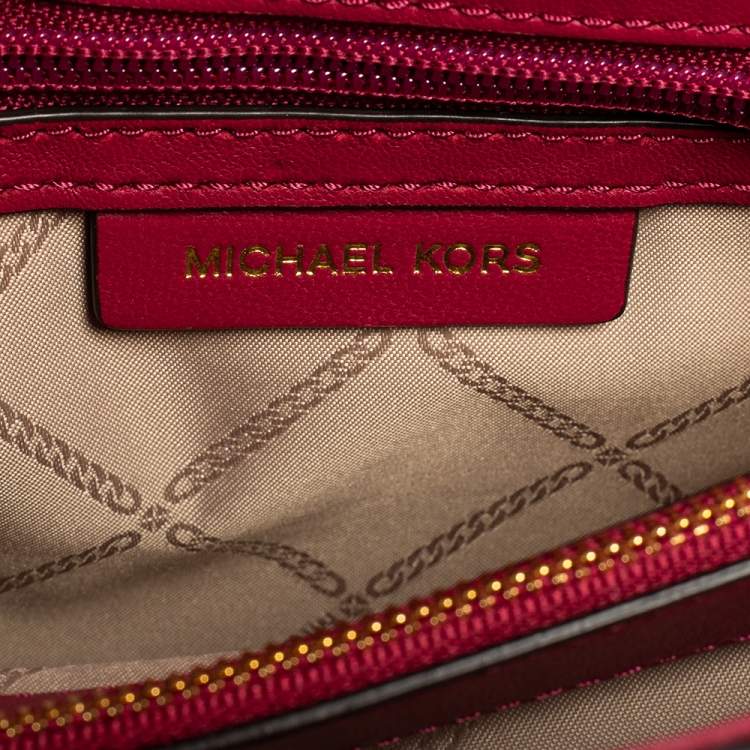 Pre Owned Michael Kors Dark Pink Quilted Leather Large Whitney Shoulder Bag