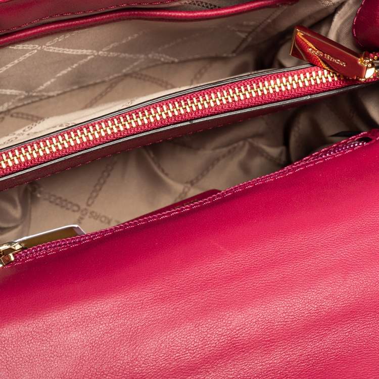 Pre Owned Michael Kors Dark Pink Quilted Leather Large Whitney Shoulder Bag