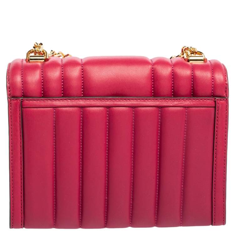 Pre Owned Michael Kors Dark Pink Quilted Leather Large Whitney Shoulder Bag