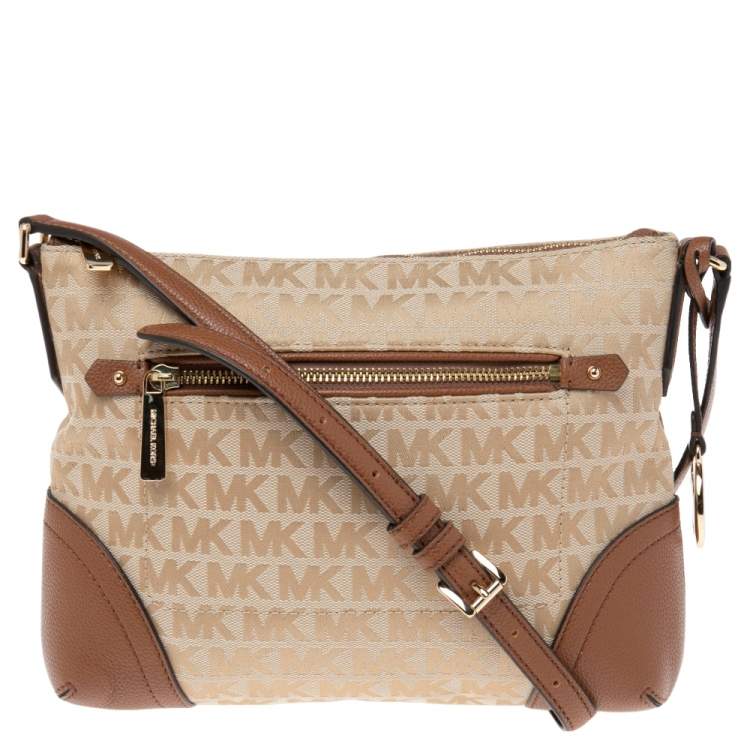 Michael Kors Beige/Brown Signature Canvas and Leather Shoulder Bag Michael  Kors | TLC