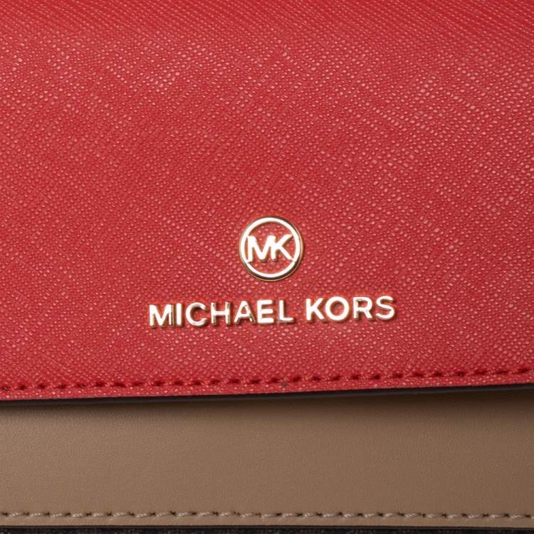Pre Owned Michael Kors Multicolor Signature Coated Canvas and Leather Jet Set Charm Wallet on Chain