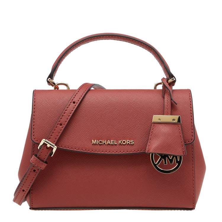 Pre Owned Michael Kors Red Leather Extra Small Ava Crossbody Bag 