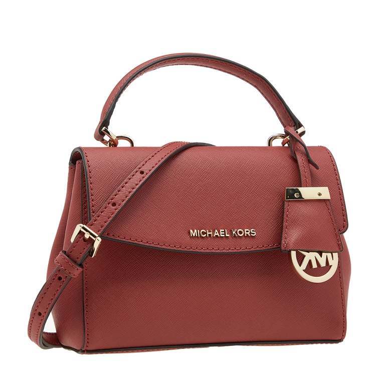 Pre Owned Michael Kors Red Leather Extra Small Ava Crossbody Bag 