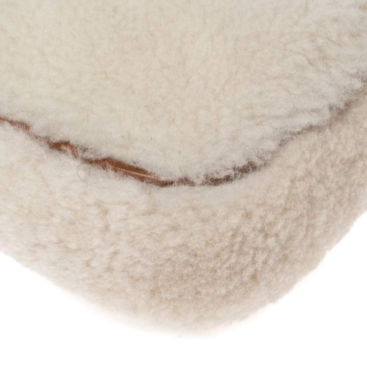 Pre Owned Michael Kors Off White/Brown Shearling and Leather Camera Crossbody Bag