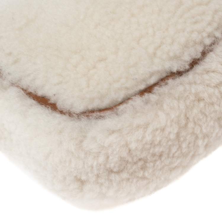 Pre Owned Michael Kors Off White/Brown Shearling and Leather Camera Crossbody Bag