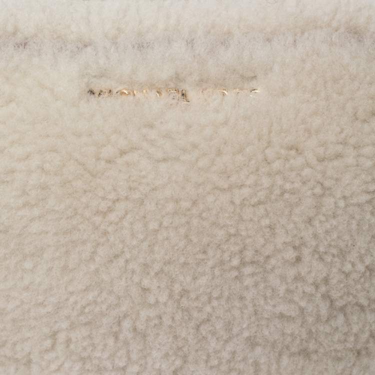 Pre Owned Michael Kors Off White/Brown Shearling and Leather Camera Crossbody Bag