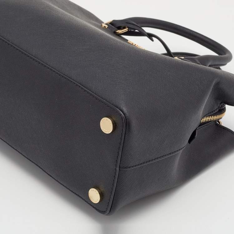 Pre Owned Michael Kors Black Leather Savannah Satchel