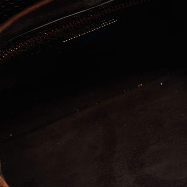 Pre Owned Michael Kors Collection Brown Glitter And Python Bancroft Hobo