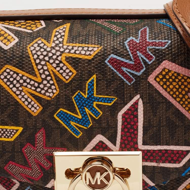 Pre Owned Michael Kors Multicolor Grafitti Print Coated Canvas and Leather Crossbody Bag