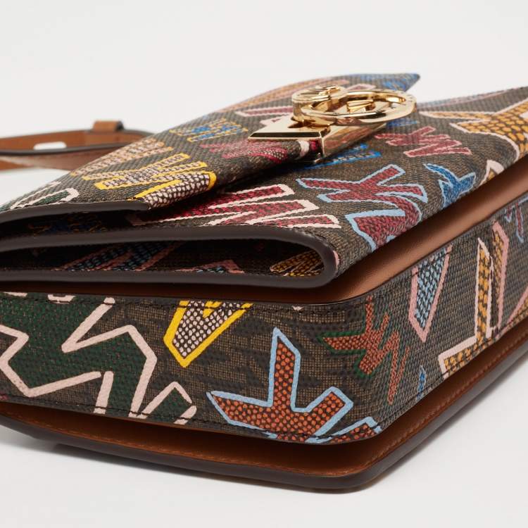 Pre Owned Michael Kors Multicolor Grafitti Print Coated Canvas and Leather Crossbody Bag