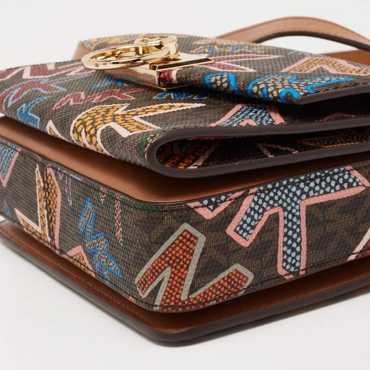 Pre Owned Michael Kors Multicolor Grafitti Print Coated Canvas and Leather Crossbody Bag