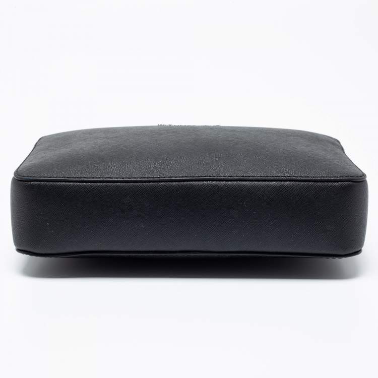 Pre Owned Michael Kors Black Leather Jet Set Crossbody Bag