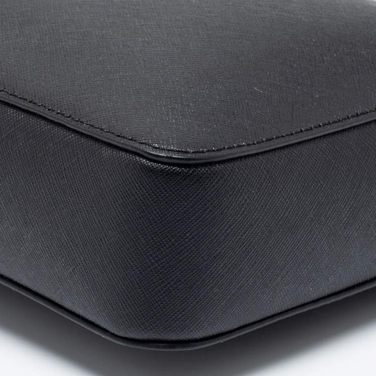 Pre Owned Michael Kors Black Leather Jet Set Crossbody Bag