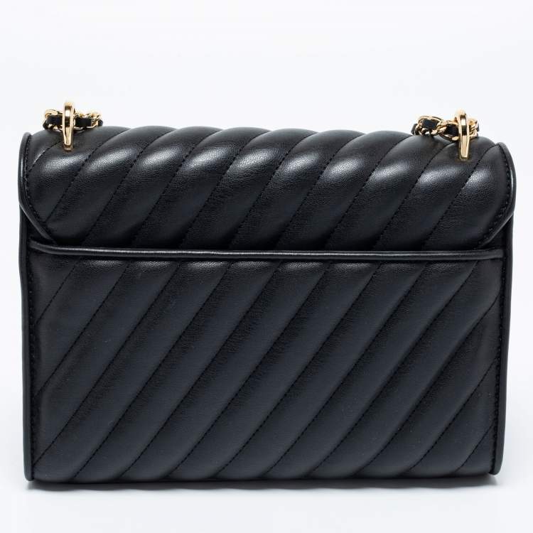 Pre Owned Michael Kors Black Quilted Leather Medium Rose Flap Shoulder Bag