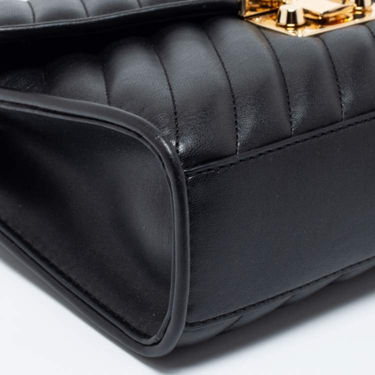 Pre Owned Michael Kors Black Quilted Leather Medium Rose Flap Shoulder Bag