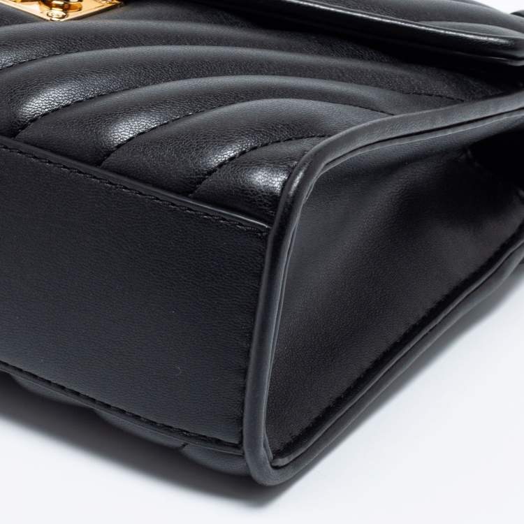 Pre Owned Michael Kors Black Quilted Leather Medium Rose Flap Shoulder Bag