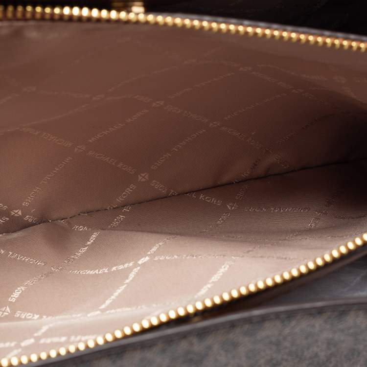 Pre Owned Michael Kors Brown Coated Canvas Large Teagan Shoulder Bag