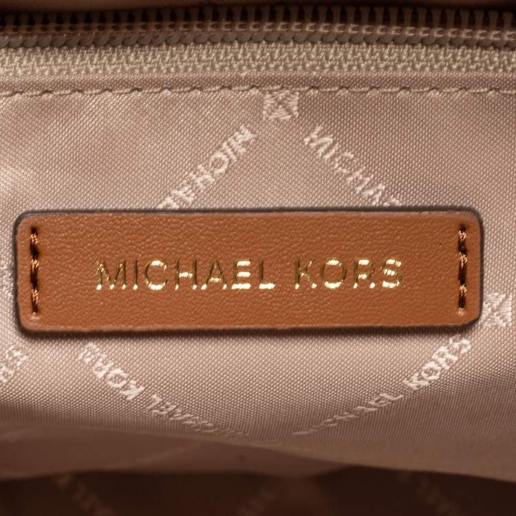 Pre Owned Michael Kors Brown Coated Canvas Large Teagan Shoulder Bag