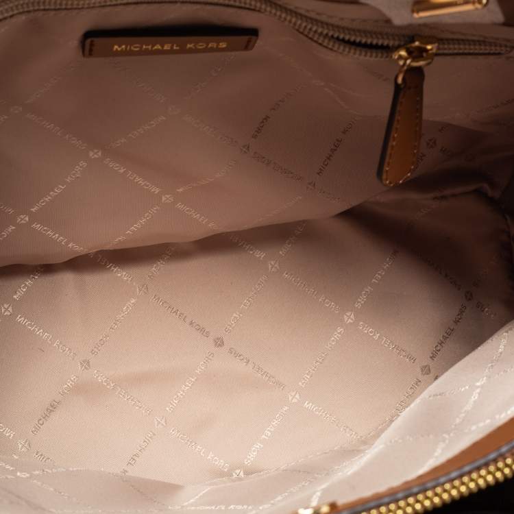 Pre Owned Michael Kors Brown Coated Canvas Large Teagan Shoulder Bag