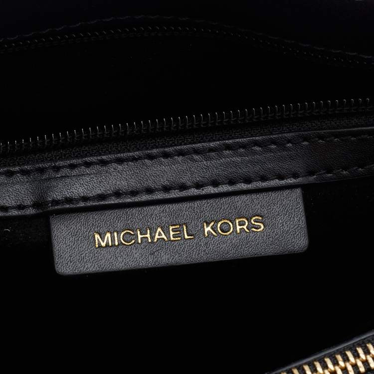 Pre Owned Michael Kors Navy Blue/Black Leather Small Tatiana Satchel