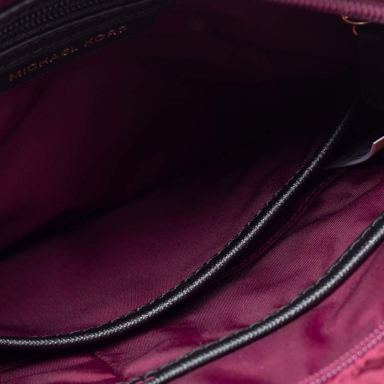 Pre Owned Michael Kors Plum Floral Nylon Large Kelsey Messenger Bag 