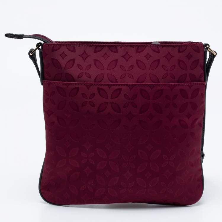 Pre Owned Michael Kors Plum Floral Nylon Large Kelsey Messenger Bag 