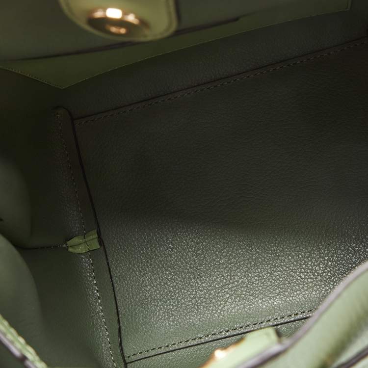 Pre Owned Michael Kors Green Leather Small Emilia Bucket Bag