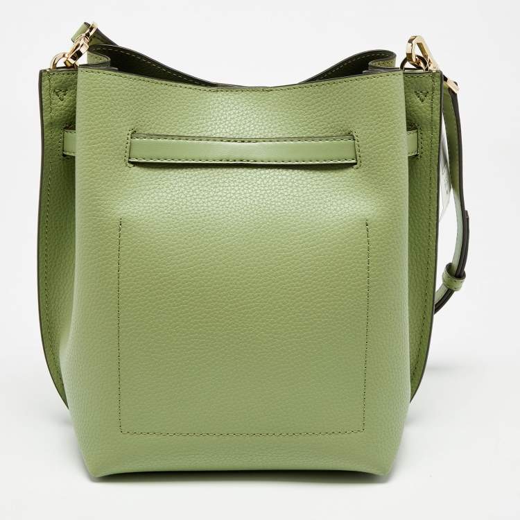 Pre Owned Michael Kors Green Leather Small Emilia Bucket Bag