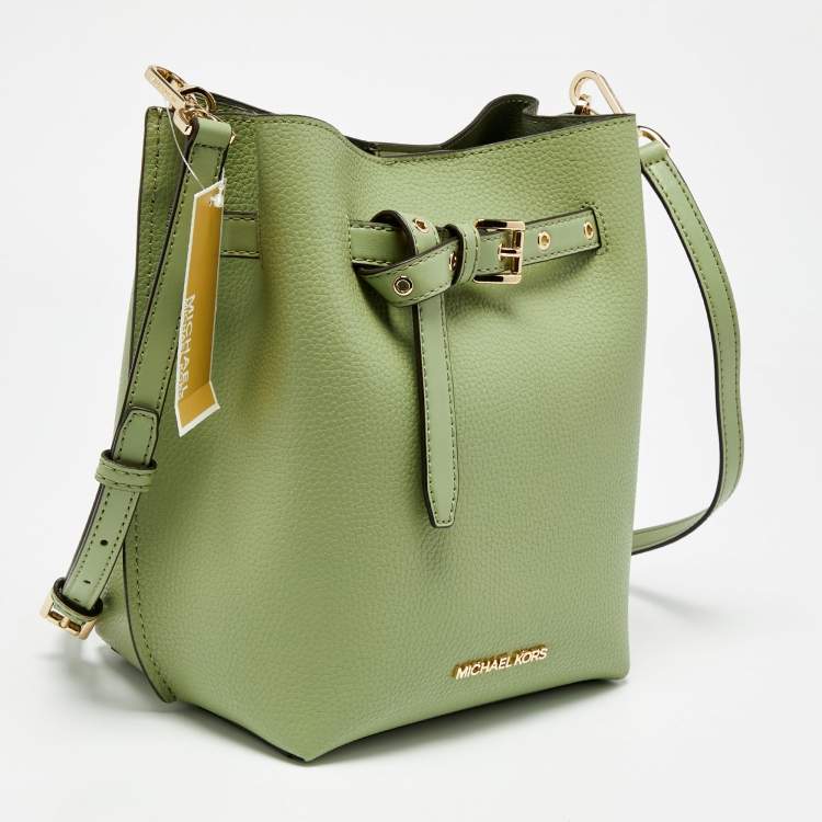 Pre Owned Michael Kors Green Leather Small Emilia Bucket Bag