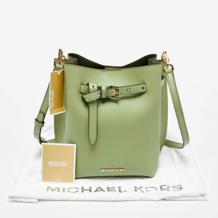 Pre Owned Michael Kors Green Leather Small Emilia Bucket Bag