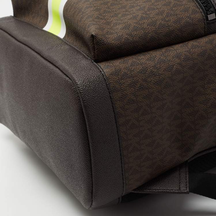 Pre Owned Michael Kors Brown Signature Coated Canvas Cooper Commuter Backpack