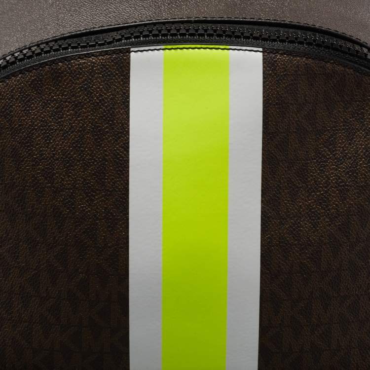 Pre Owned Michael Kors Brown Signature Coated Canvas Cooper Commuter Backpack