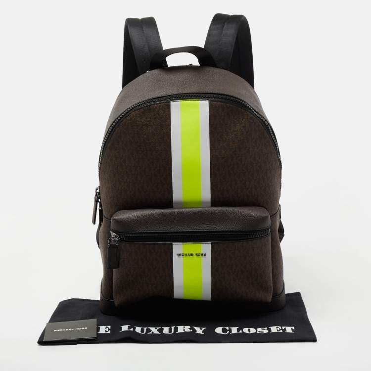 Pre Owned Michael Kors Brown Signature Coated Canvas Cooper Commuter Backpack