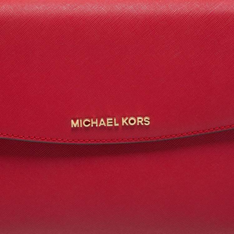Pre Owned Michael Kors Red Saffiano Leather Small Ava Top Handle Bag