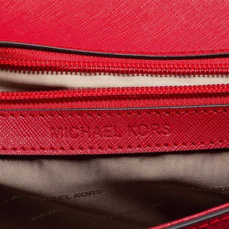 Pre Owned Michael Kors Red Saffiano Leather Small Ava Top Handle Bag