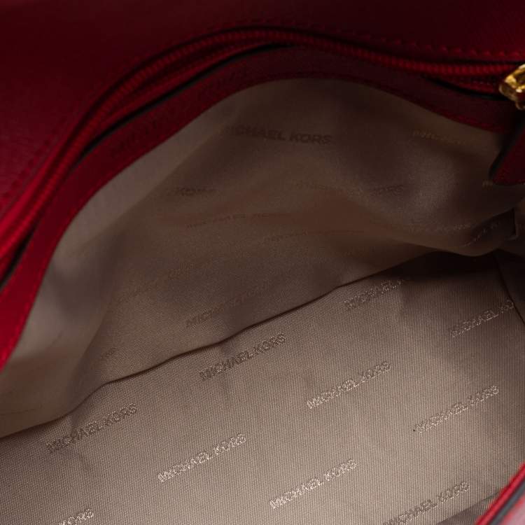 Pre Owned Michael Kors Red Saffiano Leather Small Ava Top Handle Bag