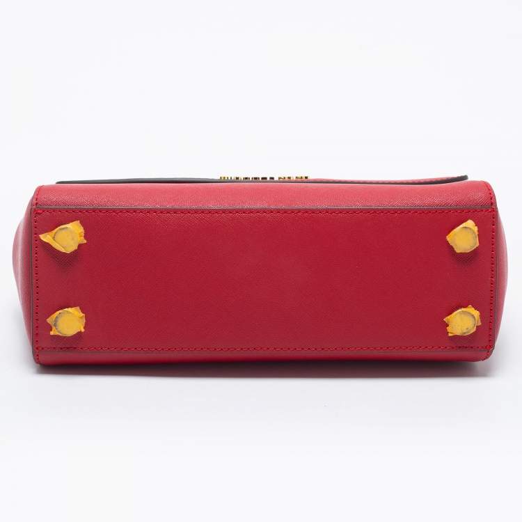Pre Owned Michael Kors Red Saffiano Leather Small Ava Top Handle Bag