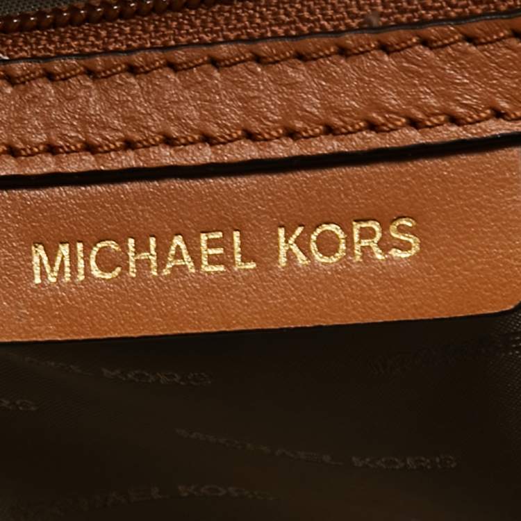 Pre Owned Michael Kors Brown Signature Coated Canvas And Leather Medium Rhea Backpack