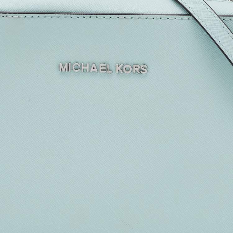 Pre Owned Michael Kors Mint Green Leather Jet Set Camera Crossbody Bag