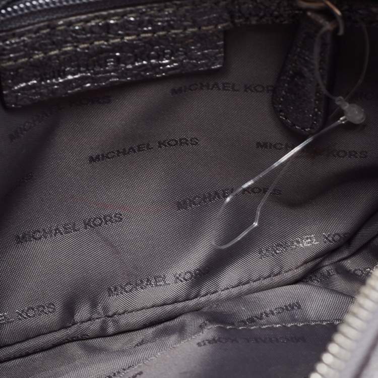 Pre Owned Michael Kors Metallic Grey Leather Small Ginny Camera Crossbody Bag