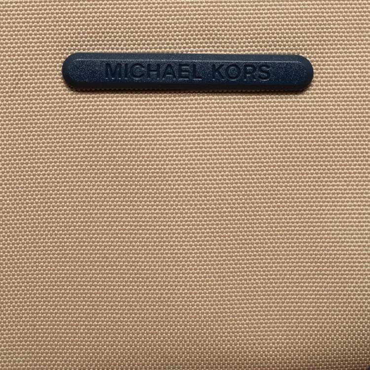 Pre Owned Michael Kors Navy Blue Signature Coated Canvas and Leather Large Jodie Tote