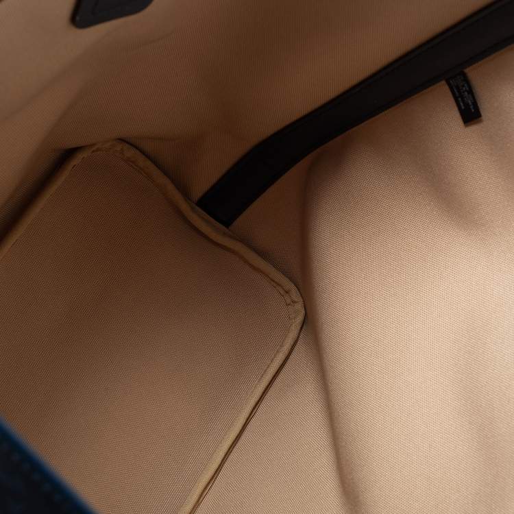 Pre Owned Michael Kors Navy Blue Signature Coated Canvas and Leather Large Jodie Tote