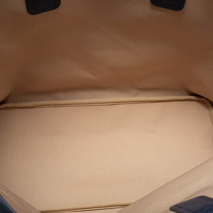 Pre Owned Michael Kors Navy Blue Signature Coated Canvas and Leather Large Jodie Tote