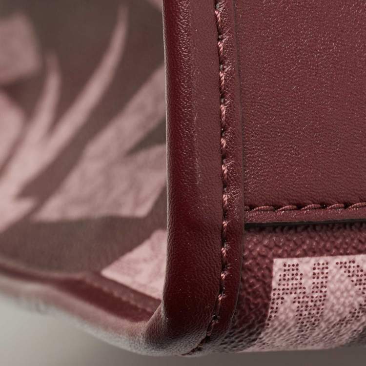 Pre Owned Michael Kors Royal Pink Coated Canvas and Leather Large Maple North South Tote