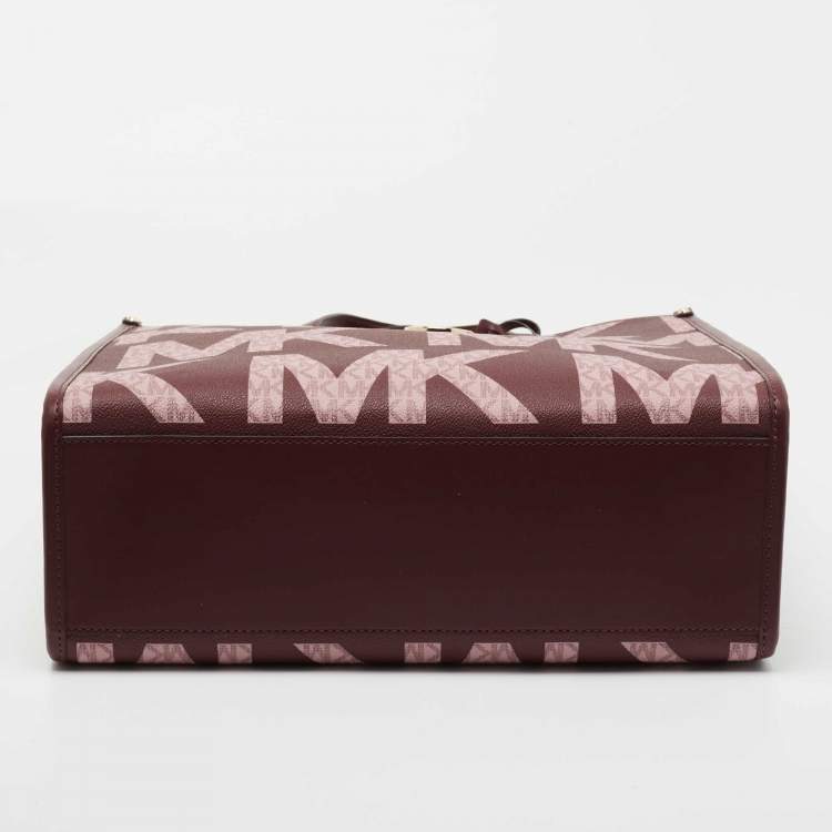 Pre Owned Michael Kors Royal Pink Coated Canvas and Leather Large Maple North South Tote